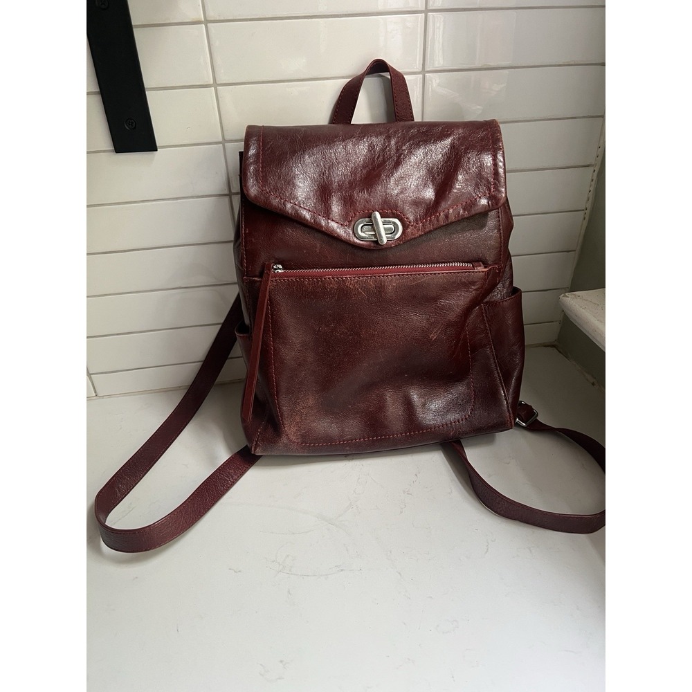 Vintage Wilson's Backpack Purse Leather Red Cowhide Rucksack Travel Purse Y2K
